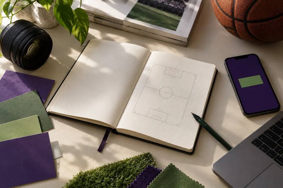 Sportkommunikációs tervezőasztal – generált illusztráció.